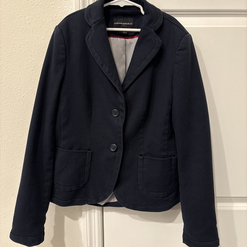 Banana Republic 2 Button Women's Navy Blue  Blazer Size 2 Cotton Blend